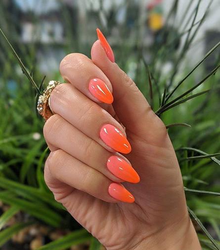 عکس ناخن نارنجی ساده