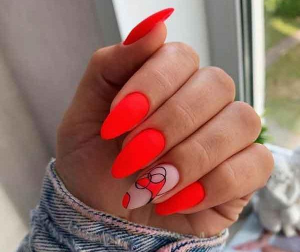 عکس ناخن نارنجی و سفید