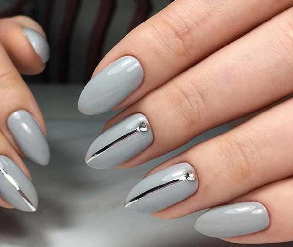 عکس ناخن طوسی ساده