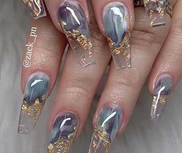 عکس ناخن طوسی ساده