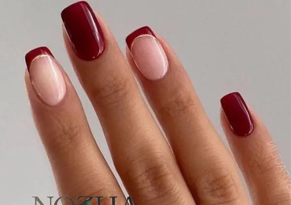 عکس ناخن زرشکی طرح دار