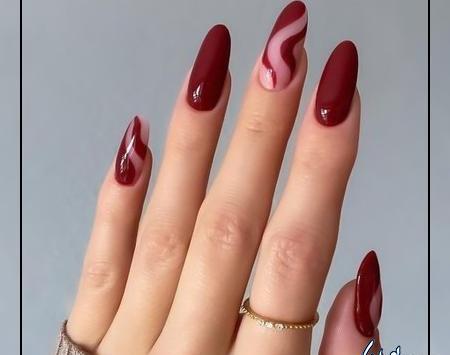 عکس ناخن رنگ زرشکی