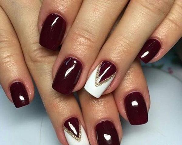 عکس کاشت ناخن زرشکی کوتاه