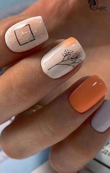 عکس ناخن رنگ پاییزی