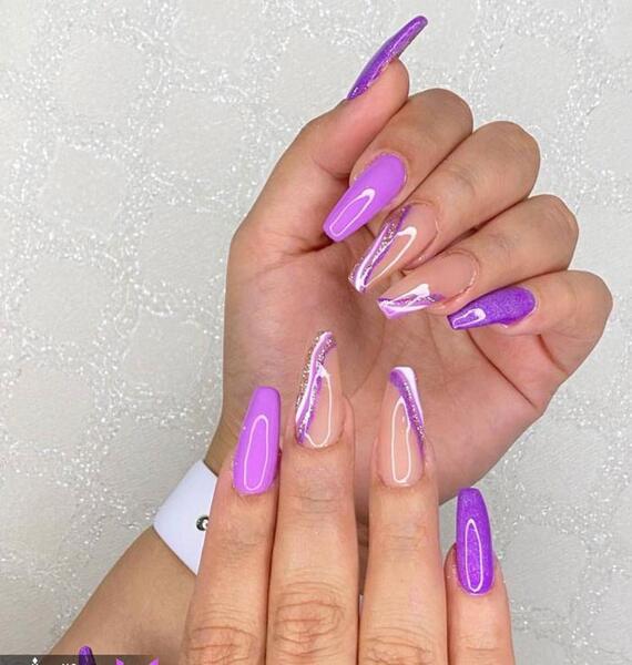 عکس طرح ناخن رنگ بنفش
