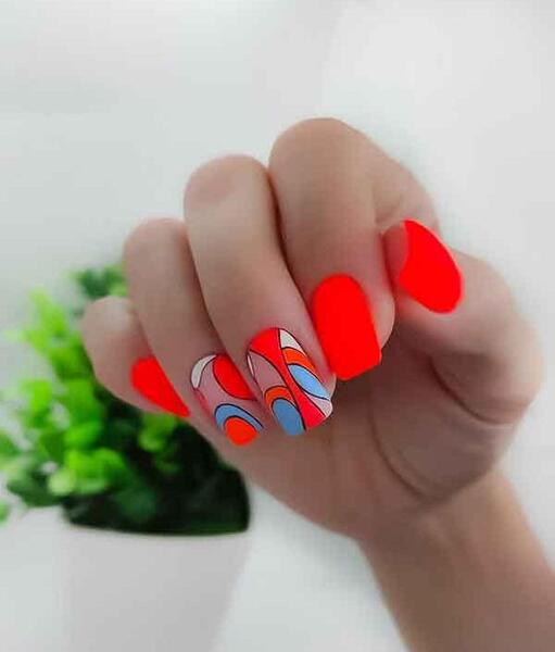 عکس ناخن نارنجی پاستیلی