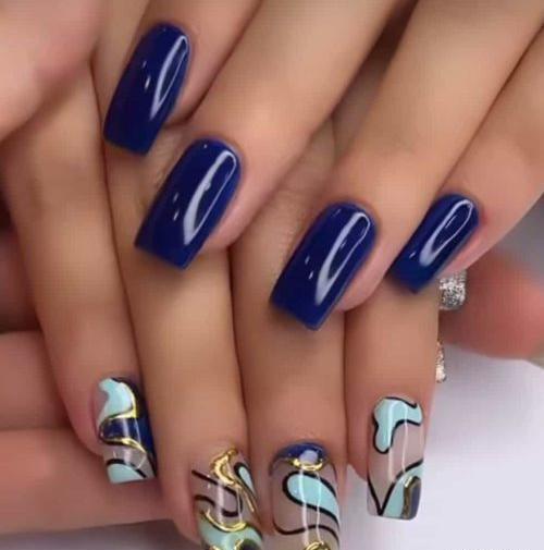 عکس ناخن آبی شاین