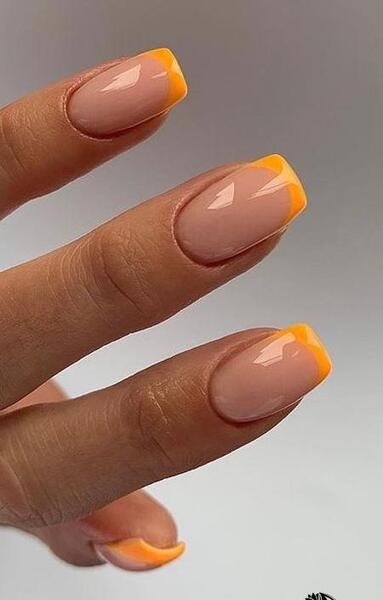عکس ناخن فرنچ نارنجی