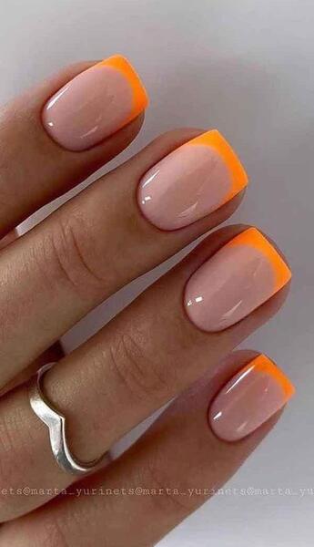 عکس ناخن فرنچ نارنجی