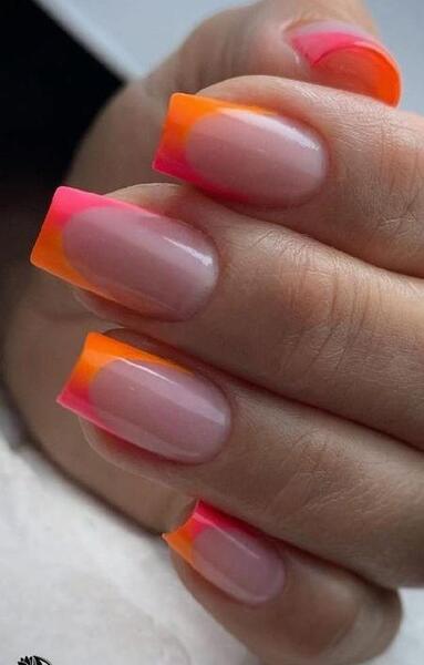 عکس ناخن فرنچ نارنجی