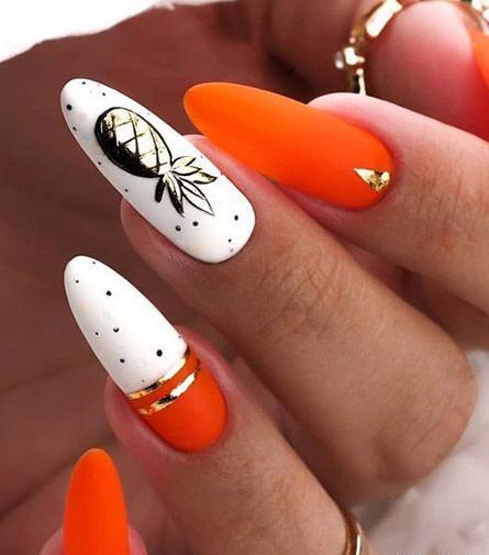 عکس ناخن فرنچ نارنجی