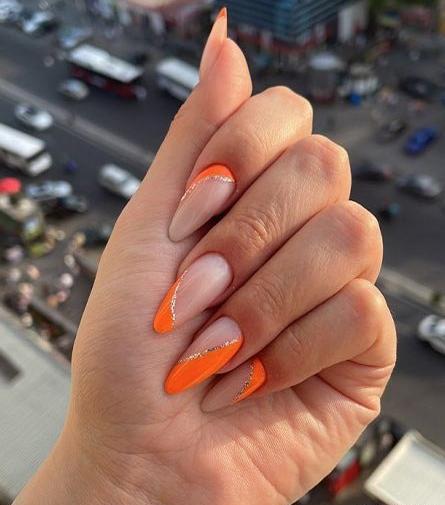 عکس ناخن فرنچ نارنجی