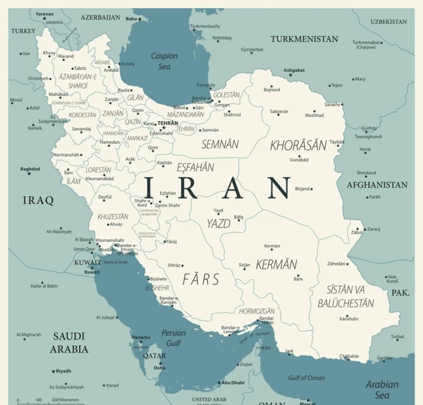 عکس نقشه ایران با همسایه هایش