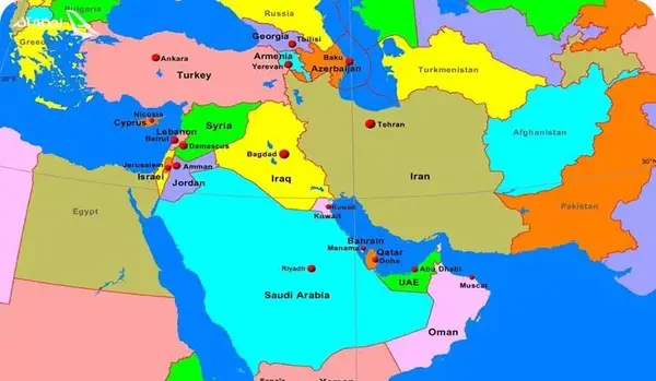 عکس نقشه ی کشور های همسایه ی ایران
