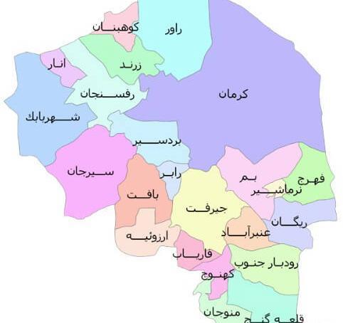 عکس کرمان در نقشه ایران