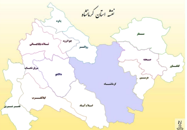 عکس کرمانشاه در نقشه ایران