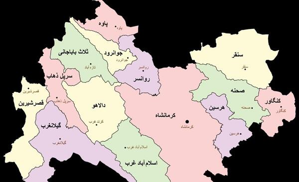 عکس کرمانشاه در نقشه ایران