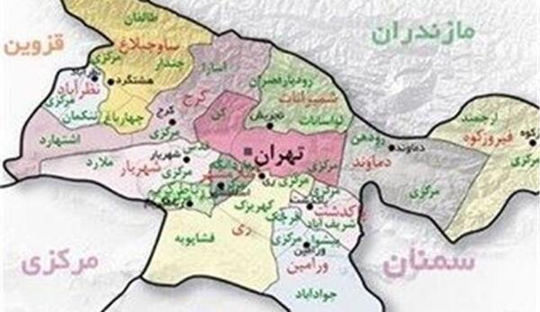 عکس تهران در نقشه ایران