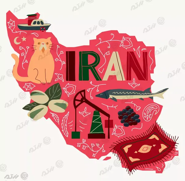 عکس نقشه ایران پرچم