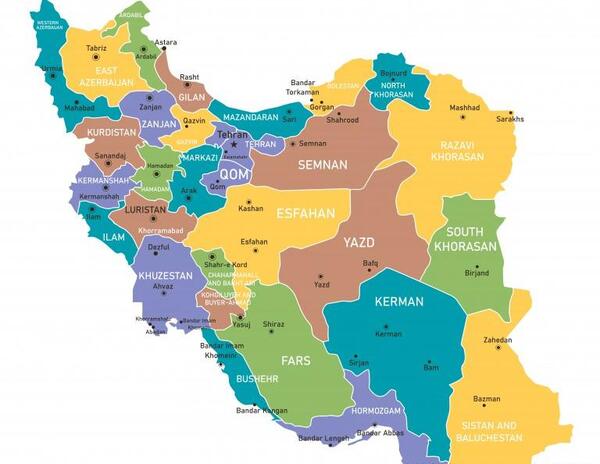 عکس نقشه ایران رنگ آمیزی