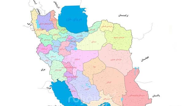 عکس نقشه ایران با نام استانها
