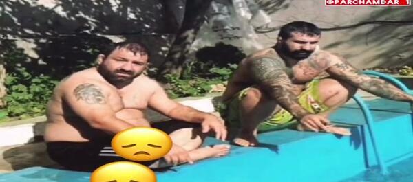 عکس زن وحید مرادی در استخر