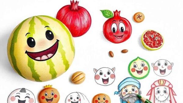 عکس نقاشی شب یلدا هندوانه