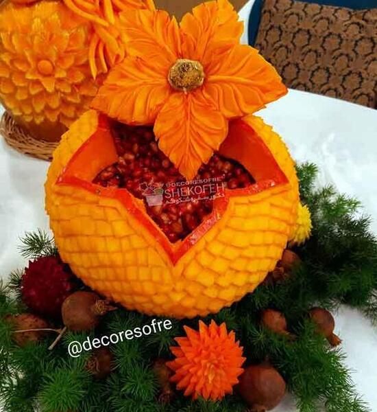 عکس تزیین کدو حلوایی شب یلدا