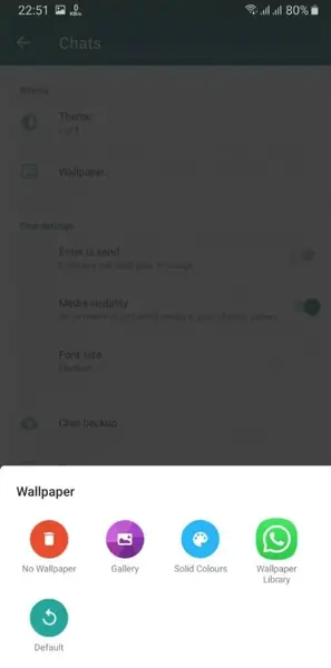 تغییر عکس صفحه چت واتساپ
