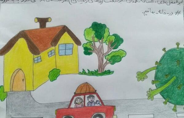 عکس نقاشی روستا کودکانه