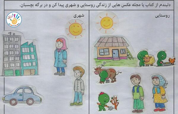 عکس نقاشی روستا و شهر