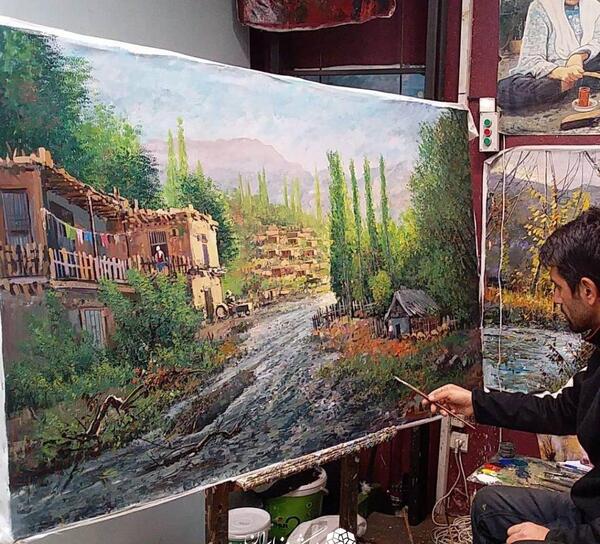 عکس نقاشی روستا و شهر