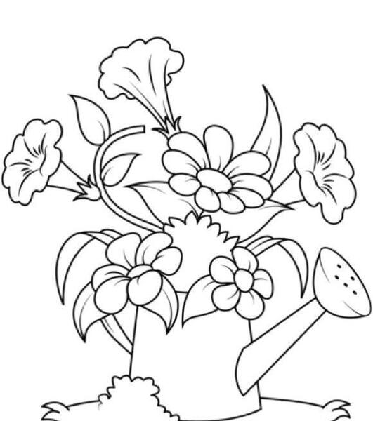 عکس گلدان با گل نقاشی کودکانه