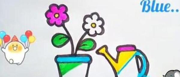 عکس گلدان با گل نقاشی کودکانه