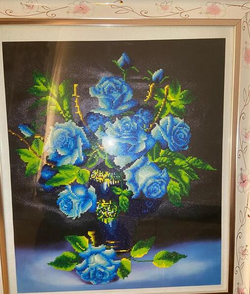 عکس نقاشی گل رز آبی