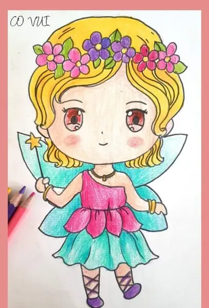 عکس نقاشی دختر فانتزی کودکانه
