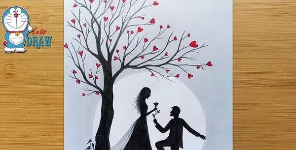 عکس نقاشی عاشقانه ساده اسان