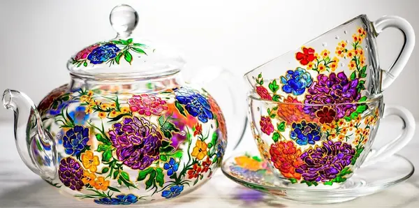 عکس نقاشی روی ظروف شیشه ای