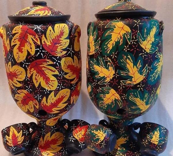 عکس نقاشی روی ظرف سفالی