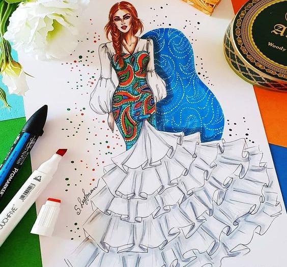 عکس مدل طراحی لباس نقاشی
