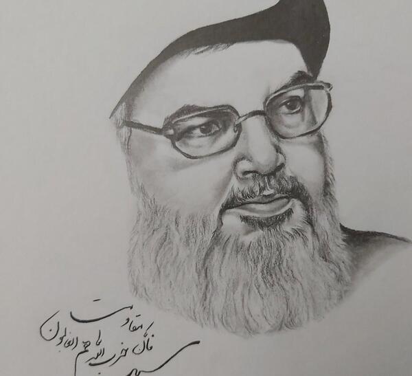 عکس نقاشی شده سید حسن نصرالله