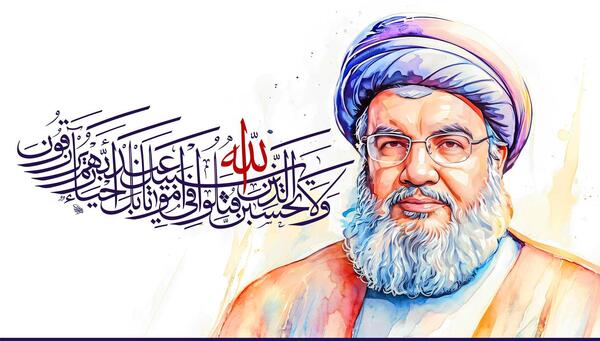 عکس نقاشی شده سید حسن نصرالله