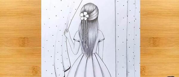 عکس نقاشی زیبا و ساده دختر