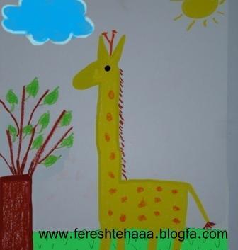 عکس نقاشی زرافه با قاشق