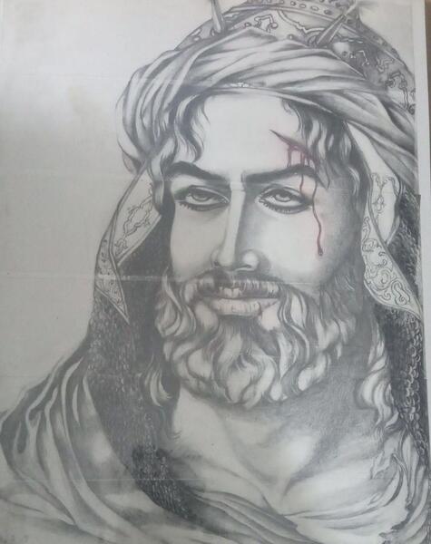 نقاشی عکس امام حسین و حضرت عباس