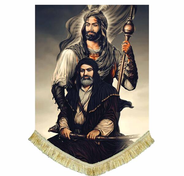 نقاشی عکس امام حسین و حضرت عباس
