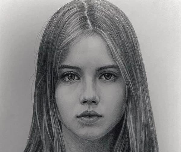 عکس نقاشی سیاه قلم چهره نیم رخ