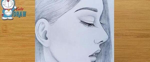 عکس نقاشی سیاه قلم چهره نیم رخ