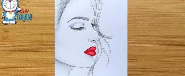 عکس نقاشی سیاه قلم چهره نیم رخ
