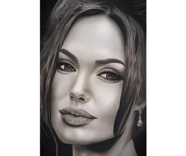 عکس نقاشی طراحی سیاه قلم چهره